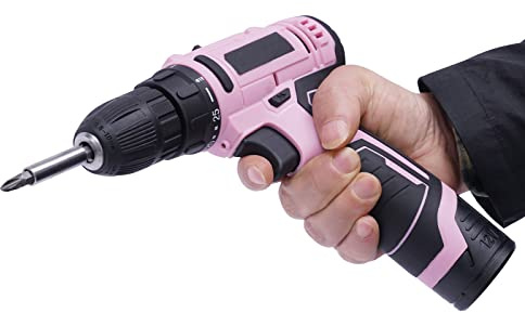 Cordless Drill and Screwdriver Set, Pink Cordless Drills Kit, Handheld Drill and Screwdriver, Dual-Speed Variable Speed System, Suitable for Furniture Assembly and Electrical Appliance Repairs