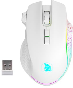 EMPIRE GAMING RF906 - Ratón inalámbrico para juegos, 3 modos, 2,4 GHz, BT, con cable, 8 botones programables, incluye software, 10.000 DPI, configuración RGB personalizable, sensor de 1000 Hz, para PC