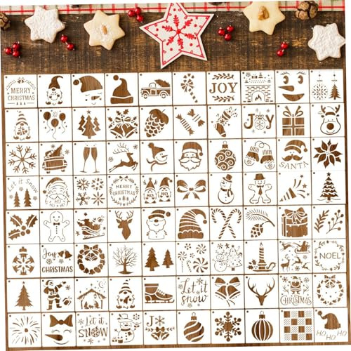 Weihnachtsschablonen, wiederverwendbar, 80 Stück, Weihnachtsschablonen zum Malen auf Holz, Thema wiederverwendbar, für Türhänger, Zuhause, Leinwand, Wand, DIY-Handwerk, zum Basteln