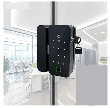 Serratura elettrica for ufficio con codice RFID IC Card Smart Glass Door Biometric Fingerprint Lock Porta scorrevole(Type3(With frame))