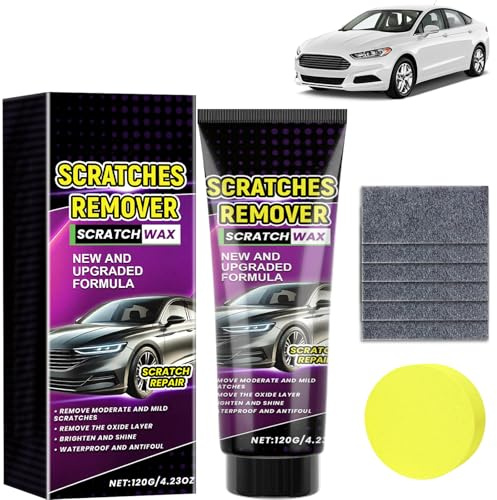 BZURTER Rimuovi Graffi Auto, Polish Auto Rimuovi Graffi con Panno e Spugna, Cera Autos Professionale Compatibile con Tutte le Vernici, Facile da Usare e Riutilizzabile per Graffi Auto Leggeri e Medi