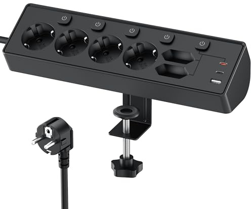3M Ciabatta Multipresa con USB, 6 Prese di Corrente e 3 USB, PD 30W Ciabatta Elettrica with Protection, Multipresa Elettrica di da 2 M con Interruttore per Scrivania, Ufficio, Casa