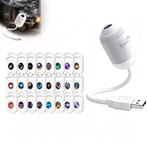 Neksong Bettertrying Nachtlicht Projektor, 360° Drehung, USB-betrieben (Mit 24 Folien)