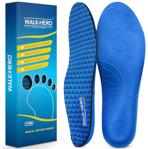 Plantar fasciitis fötter innersula fotstöd ortopediska insatser lättnad platt fötter, hög båge, fotfärg män 12-12 1/2 | Kvinnor 14-14 1/2