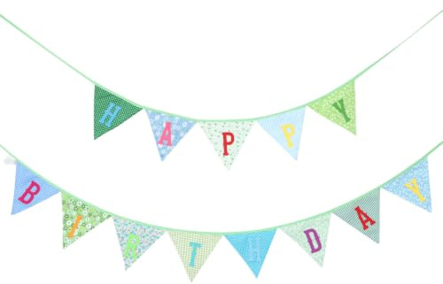 LUOEM Kinder Geburtstag Banner Bunting Flags Wimpel Happy Birthday Party Dekoration (grün)