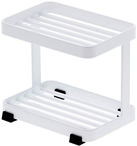 Yamazaki 3601 Tower 2Tiered Soap Tray, White, Steel, 11 x 7.5 x 9.5 cm