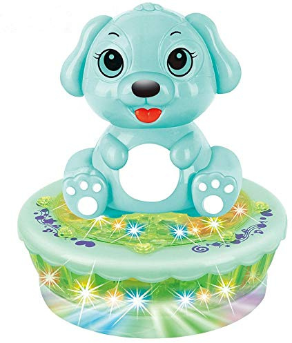 Aibote 2 in 1 Rotating Cartoon Projector Lamp Electric Toy Car 3D Projection Lights Music Sound Toys Nursery Lights for Baby Girls Boys Bedroom Christmas Birthday Gift(Puppy-Green)