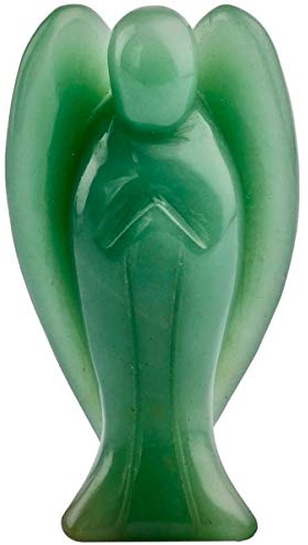 mookaitedecor Edelstein Schutzengel Handgeschnitzter Glücksbringer | Aventurin Engel Figur Deko, Heilstein Taschenengel zum Mitnehmen Statue für Wohlstand Glück Talisman,70-75 mm Hoch