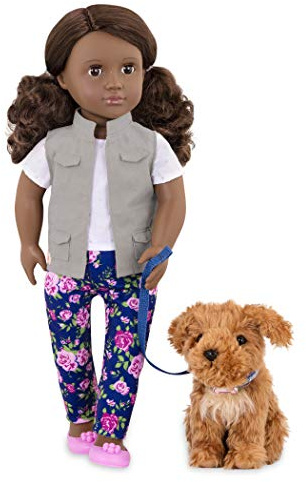 Our Generation – Malia – 46 cm-Puppe & Haustier – Braune Augen & brünettes Haar – Pudel Plüschtier – Vorgetäuschtes Spiel – Spielzeug für Kinder ab 3 Jahren