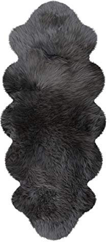 Heitmann Bettvorleger XXL australisches Lammfell Teppich anthrazit Schaffell warm weich 175 x 63 cm