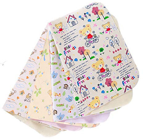 Wickelunterlage waschbar, yworld Baumwolle Bambus Faser atmungsaktiv wasserdicht waschbare wickelunterlage wiederverwendbare Windeln Liners Mats 4Pack（11.8x18in）