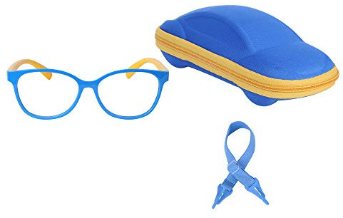 Kinder Brille Blaulichtfilter Ohne Stärke UV Blockieren TR90 Brillenfassungen für Jungen und Mädchen + Einstellbare Brillenband + Brillenetui