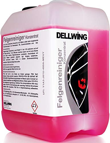 DELLWING Felgenreiniger Konzentrat 5 L - Premium Felgenreiniger selbst für eingebrannte Verschmutzungen - Hoch alkalisch