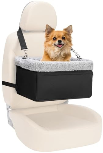 NOVOLAB Dog Car Seat for Small Pets Under 20lbs, Booster Seat with Metal Frame, Double-Layer Oxford Fabric, Safety Leash for Dogs and Cats