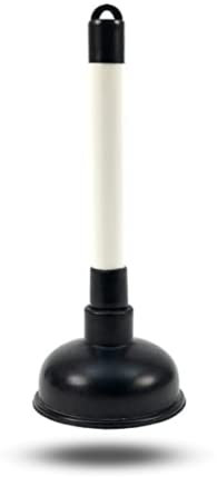 Sink Plunger, Kitchen Sink Unblocker, Toilet, Shower, Floor, Drain and Pipe Cleaner Powerful 225mm (9 inch) Handle and 100mm (4 inch) Heavy Duty Rubber Cup Tool Black/White