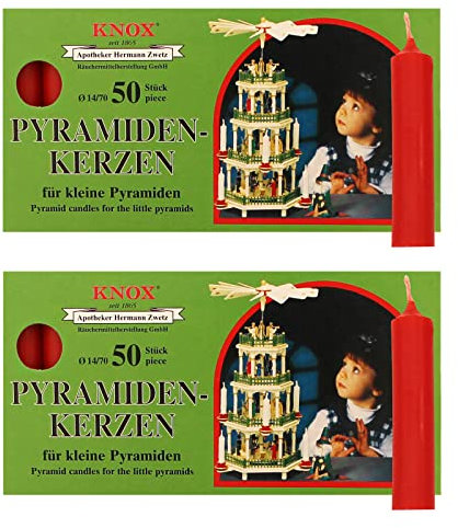 OLShop AG Knox Pyramidenkerzen rot, 2er Pack (2 x 50 Stück), Größe: ca. 14 x 70 mm Weihnachtskerzen