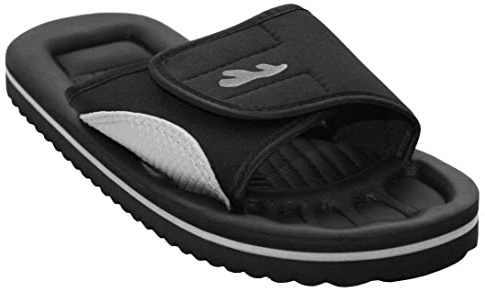 A&H Footwear Ladies Womens Lightweight Slides Touch Fasten Casual Beach Summer Pool Flip Flop Sandals (Black, Numeric_4)