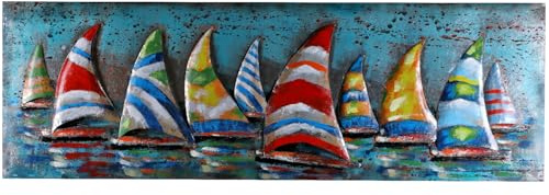 Wandbild 3D Segelregatta XXL 180x60x7cm Metallbild Segelboot Relief Unikat Bild handgefertigt
