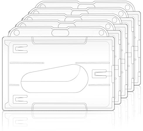 5 Stück Ausweishülle Transparent Hartplastik, ID Kartenhalter, Wasserdicht Ausweishalter für 2 Karten, ID Card Holder, Kartenhülle für Business Ausstellung Karten, Kreditkarten (Horizontal)