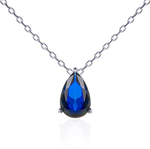 namana Silber- oder Gold-Anhänger-Halskette für Damen und Teenager-Mädchen, süße Halsketten für Frauen in 925 Sterling Silber mit bunten oder klaren Zirkonia-Steinen in Tropfenform, Schmuck für Frauen