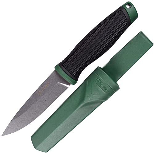 Ganzo G806-GB Coltello a Lama Fissa 8CR14 Lama in Acciaio Inossidabile Manico Ergonomico Antiscivolo Campeggio Caccia Pesca Coltello da Esterno con Fodero (Verde)