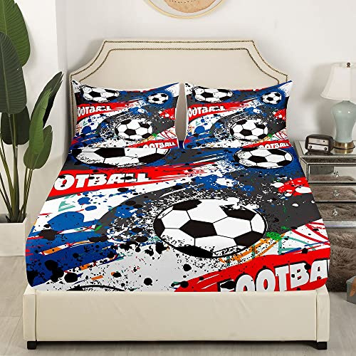 Juego de sábanas de fútbol con temática deportiva, juego de pelotas de fútbol, juego de sábanas de regalo para amantes del fútbol, juego de sábanas para niños, niñas, adolescentes, microfibra individ