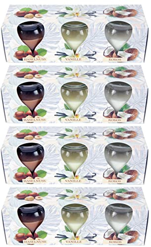 HS Candle Duftkerzen (Relax Selection) Selection 12er Pack im Glas, lange Brenndauer und angenehmer Duft