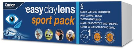 Easy Day Lens Sport Pack, 6 Lenti A Contatto monouso Giornaliere per la correzione della miopia -3,25