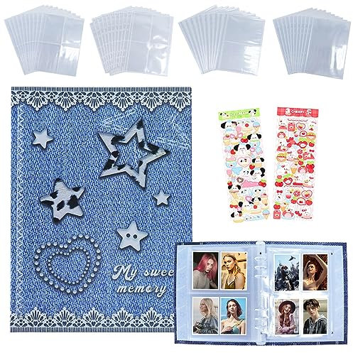Album Fotografico Raccoglitore ad Anelli, Album Portafoto con Tasche Photocard Binder Kpop Porta Foto Albums da Scrivere Sopra, Design a Fogli Mobili, Adatto per la Memorizzazione di Foto (Quadrato)