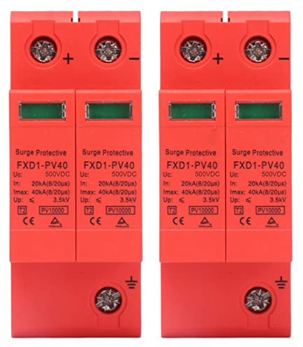 Garosa DC-Photovoltaik-Überspannungsschutz, 2-teiliges Spannungs-Überspannungsableitergerät 2P 40KA DC-Photovoltaik-Überspannungsschutz mit Fernbedienung, Digital-Analog-Wandler (DC 500V)