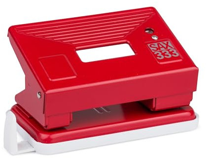 Locher Evergreens, 1,5 mm, Rot, für 35 Blatt, inkl. Auffangschale für Papierreste, robustes und stilvolles Design, geeignet für Schule, Büro und Freizeit