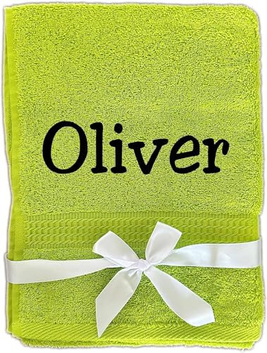 KIDDI-MEDIA Asciugamano per ospiti con ricamo personalizzato come nome/30 x 50 cm, 500 g/m², 100% spugna di cotone (30 x 50 cm, verde mela)