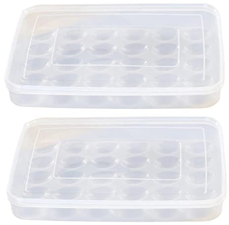 Gatuida 2piezas Huevera Grande Celdas Con Tapa Apilable Organizador Seguro De Huevos Refrigerador Resistente y Portátil Para Congelador Cocina Hogar