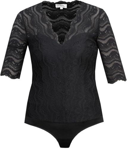 Steinnacher Marjo Gina Lotta Body Halbarm mit V-Ausschnitt weiß und schwarz (Standard, schwarz, 46)