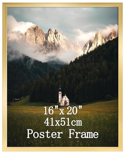 Giftgarden Gold Bilderrahmen 40x50 cm, Einzel Rahmen | für 50x40 cm Fotos und Bilder | Großer Posterrahmen – ausschließlich für horizontale oder vertikale Wandmontage