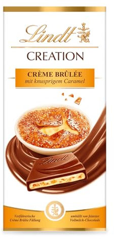 Lindt Schokolade Creation Créme Brûlèe Tafel | Crème Brûlée Füllung mit knusprigem Karamell, umhüllt von feinster Vollmilch-Schokolade | Schokoladentafel | Schokoladengeschenk, 150g