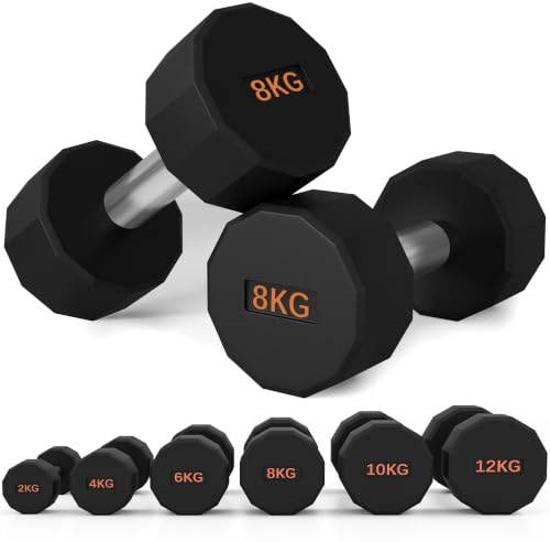 SPORTNOW Mancuernas, par con forma 12 lados, 2 x 8kg