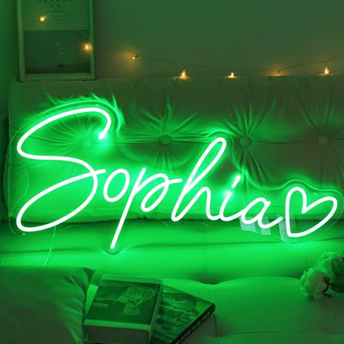 kaululu Neon Schild Personalisiert Led Buchstaben Namensschild für Zimmer, Wohnzimmer, Bar, Party, Hochzeitsdeko, Gaming deko, Wanddekoration, Geburtstag, Weihnachten, Schilder Selbst Gestalten (Grün)