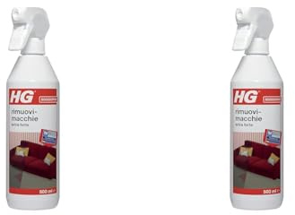 HG Smacchiatore Spray Forte Rimuove Segni e Macchie di Caffè, Rossetto, Inchiostro e Alcool dai Tessuti, Moquette e Tappezzeria, 500 ml (Confezione da 2)