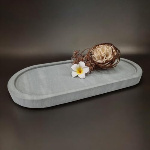 Kinaree Zeolit Badezimmer Tablett - Vulkanstein Deko Schale - 30 cm Untersetzer für Kerzen - Heller Vulkanstein - Schlicht und zudem noch außergewöhnlich im Design