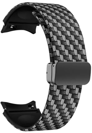 KanaAt LKQASD Bedrucktes Blumen-Uhrenarmband, kompatibel mit Galaxy Watch 5Pro 45 mm 4/5/6/7 40 mm 44 mm Armband, magnetisches Armband, Uhr 4/6 Classic 42 46 mm 43 mm(Carbon,GalaxyWatch 7 6 44mm)