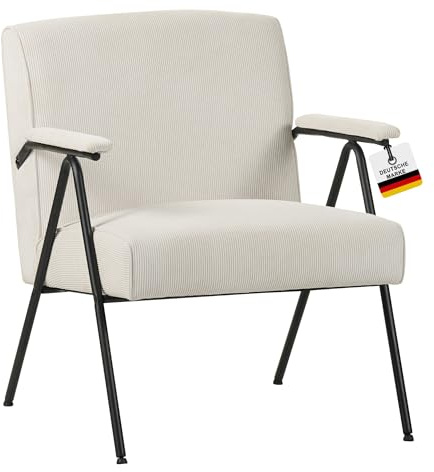 Albatros Stanford - Sillón de diseño Vintage, Funda en Color Beige, Muy cómodo núcleo de Plumas, sillón Relax para salón, Dormitorio o como sillón de televisión