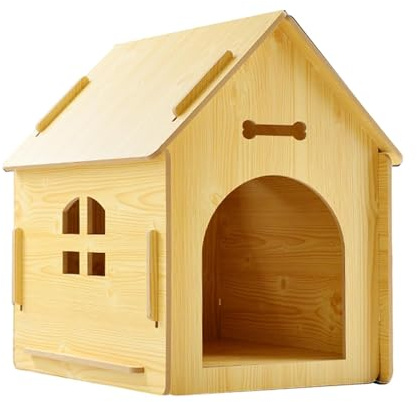 Hundehütte für draußen, aus Holz mit Dach, abnehmbares Hundehütte aus Holz – Hundehütte, regenfestes Katzenhaus für den Außenbereich für Terrasse, Terrasse, Hof