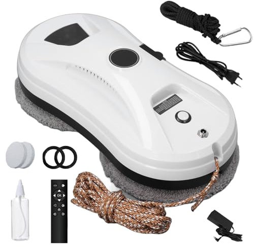 Window Cleaning Robot, 35ml Water Tank,Wall Cleaning Robot, 5600Pa Large Suction Remote Control Window Washer with 10 Cloth, Window Vacuum Cleaner, for Tiles Window Mirror Windows Tiles Glass Door