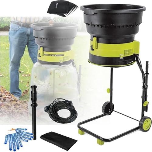 Broyeur de Feuilles,Broyeur de Jardin électrique Silencieux 2500 W, avec Roues, râteau à Feuilles, Sac de Rangement, pour Le Nettoyage de la Cour, Le compostage,10-60m-Power-Cord,50MPowerCord