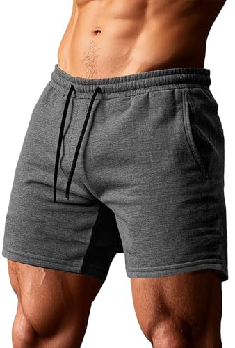 Muhshoiy Bodybuilding Gym Sportshorts Herr Sommar Kort Byxor Bomull Casual Shorts Fitness Träningsshorts, Mörkgrå, L