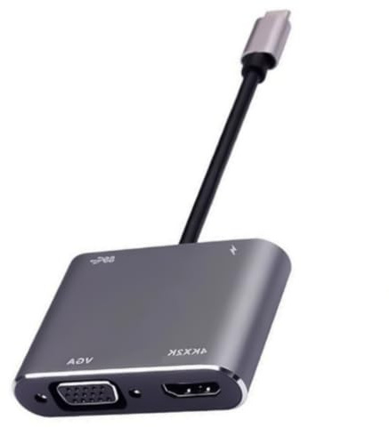 Uqezagpa Convertidor VGA USB tipo C a 4K 30Hz con carga rápida de 100 W y puerto USB, transferencia de datos de alta velocidad para teléfono, portátil, C, multipuertos, concentrador, VGA