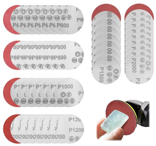 Arvoni 50 Piezas Papel de Lija, 75mm Lija Circular, Disco de Lijas Autoadhesivo no Agujeros, Grano 600 800 1000 1200 1500 2000, Lijas Pulir Faros para Lijadora Orbital Aleatoria 3 Pulgadas