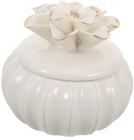 Healifty Caja Decorativa Vintage de Cerámica para Joyas Tarro Pequeño para Almacenamiento de Accesorios Recipiente de Porcelana para Dormitorio y Sala Caja Artesanal Detallada para