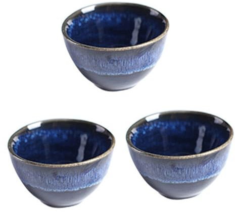 Mipcase 3 pièces Set de Tasses à Saké Céramique Style Bleu Verres à Vin pour Thé Eau Boissons Chaudes et Froides Polyvalent pour Réceptions et Usage